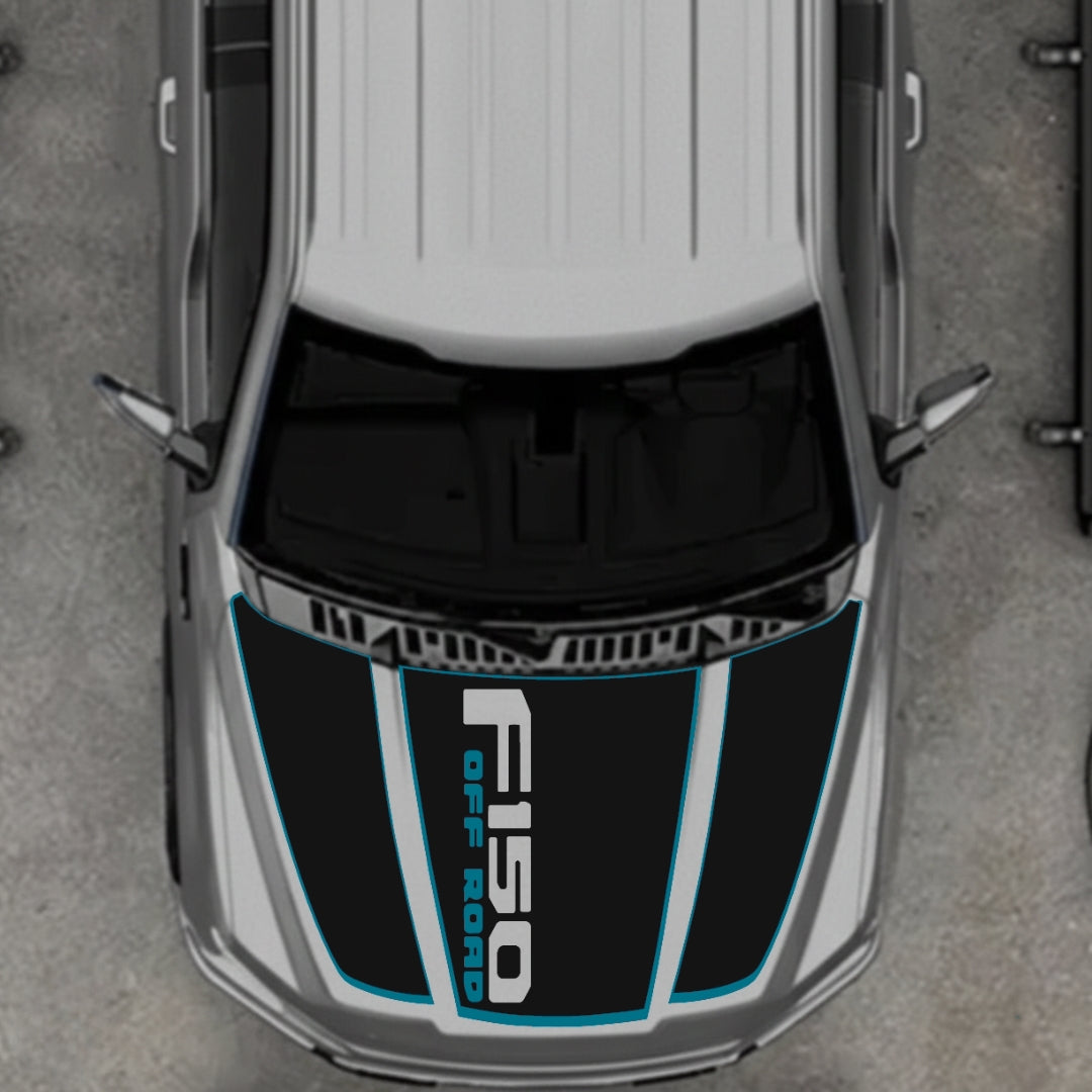 Hood Panel Decal/Sticker - Style 3 - Cut - Border Graphic Kit - For Ford F-150 2020-2026 - Premium Vinyl