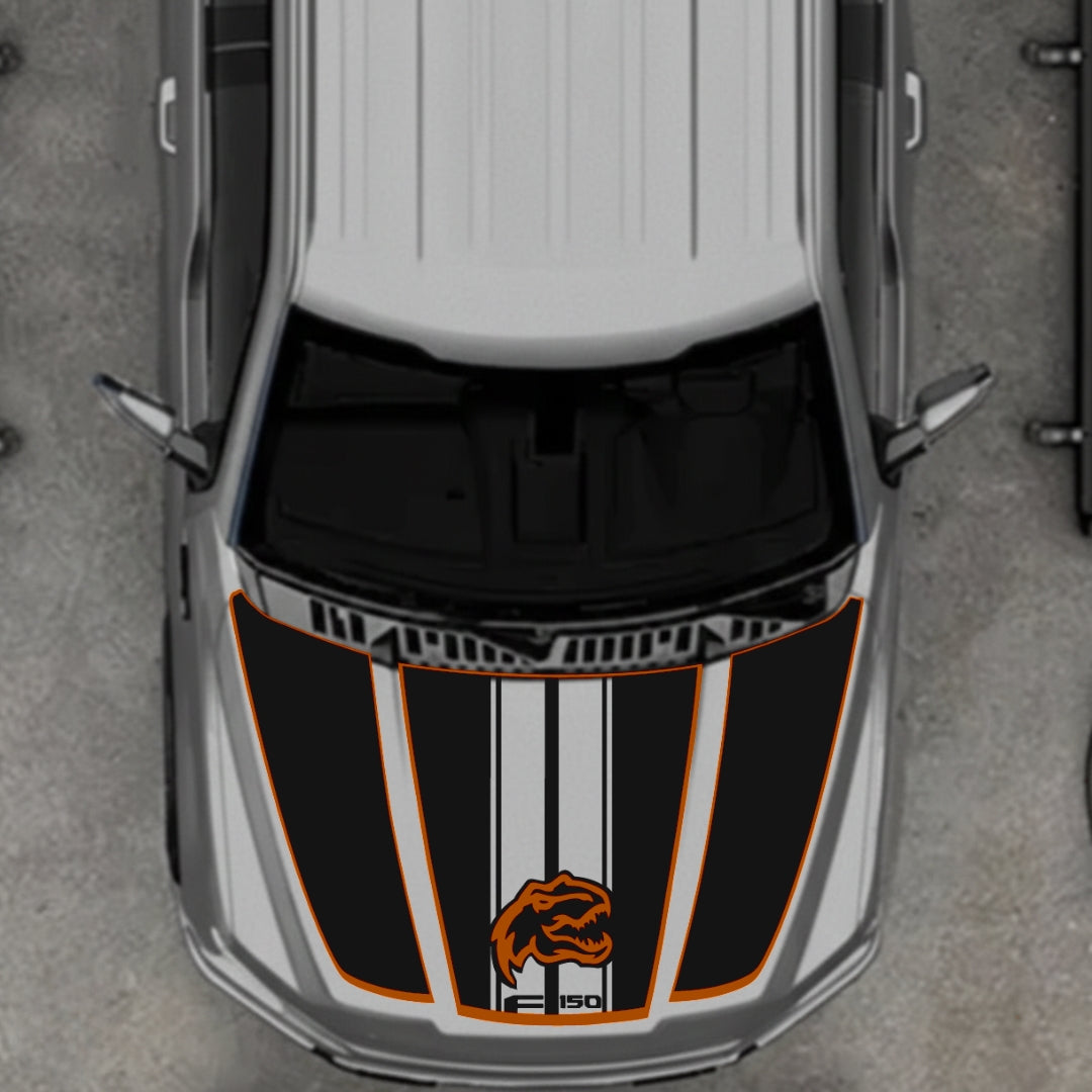 Hood Panel Decal/Sticker - Rex - Cut - Border Graphic Kit - For Ford F-150 2020-2026 - Premium Vinyl