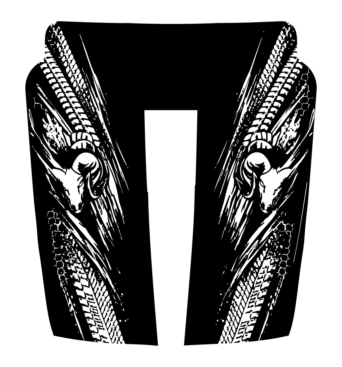 Hood Panel Decal/Sticker - Extreme Tread & Slash Ram Mascot U-Shape Graphic Kit - For Dodge Ram 2019-2025 - Premium Vinyl