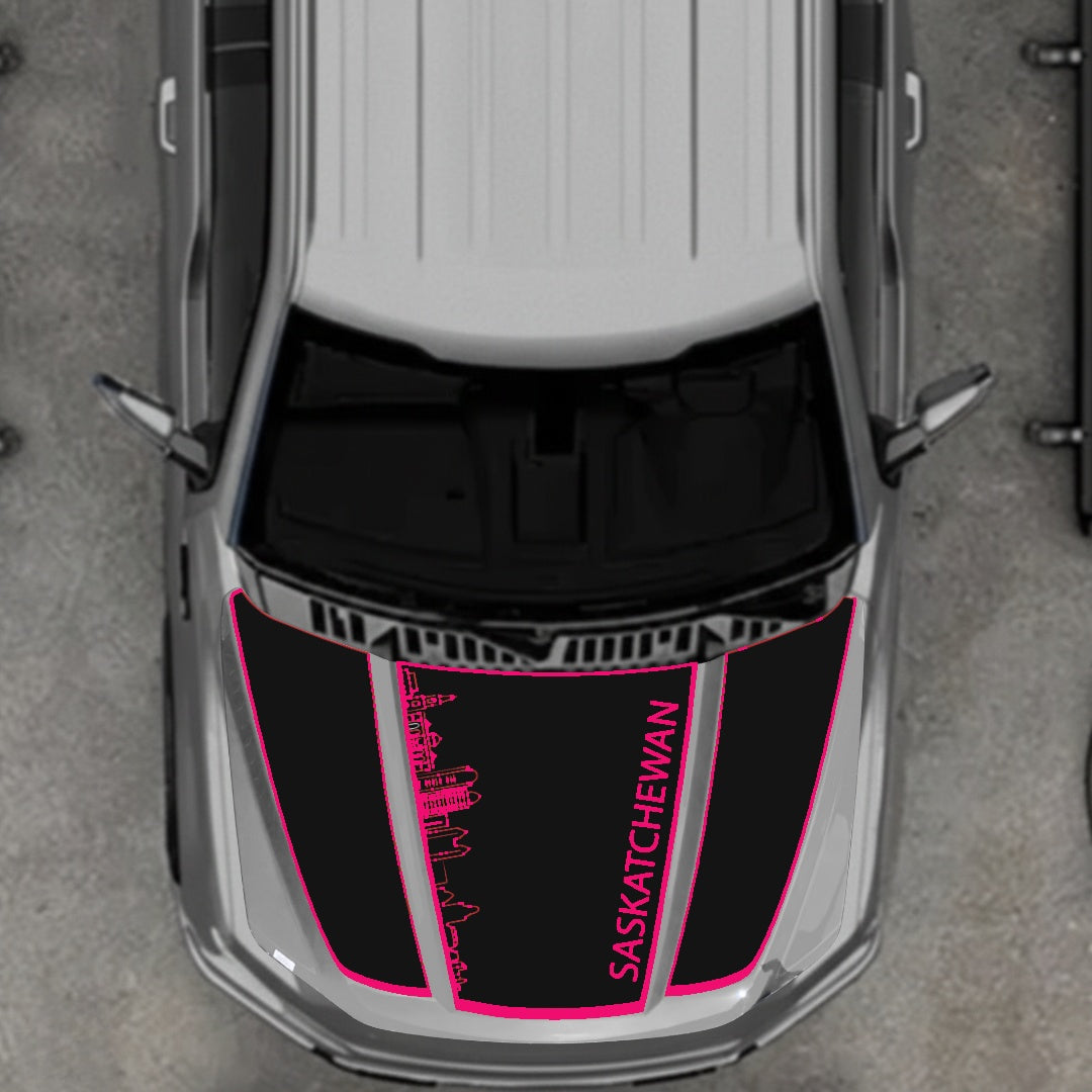 Hood Panel Decal/Sticker - Saskatchewan Skyline - Border Graphic Kit - For Ford F-150 2020-2026 - Premium Vinyl