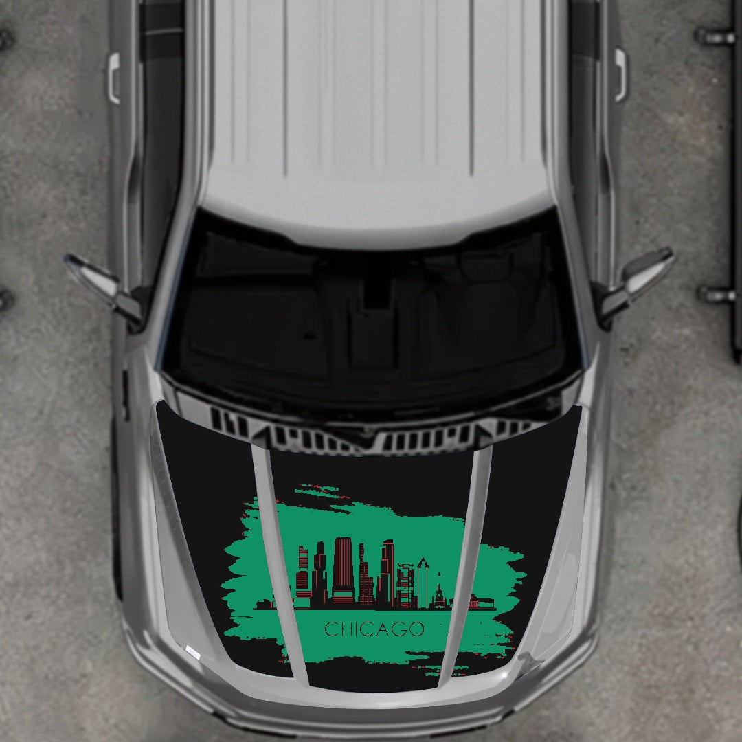Hood Panel Decal/Sticker - Chicago Graphic Kit - For Ford F-150 2020-2026 - Premium Vinyl