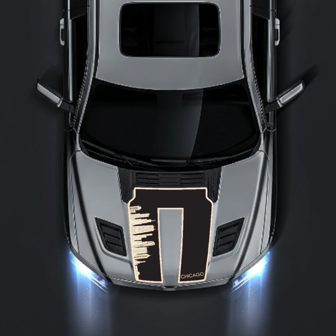 Hood Panel Decal/Sticker - Chicago Skyline - Border Graphic Kit - For Dodge RAM 1500 2019-2025 - Premium Vinyl