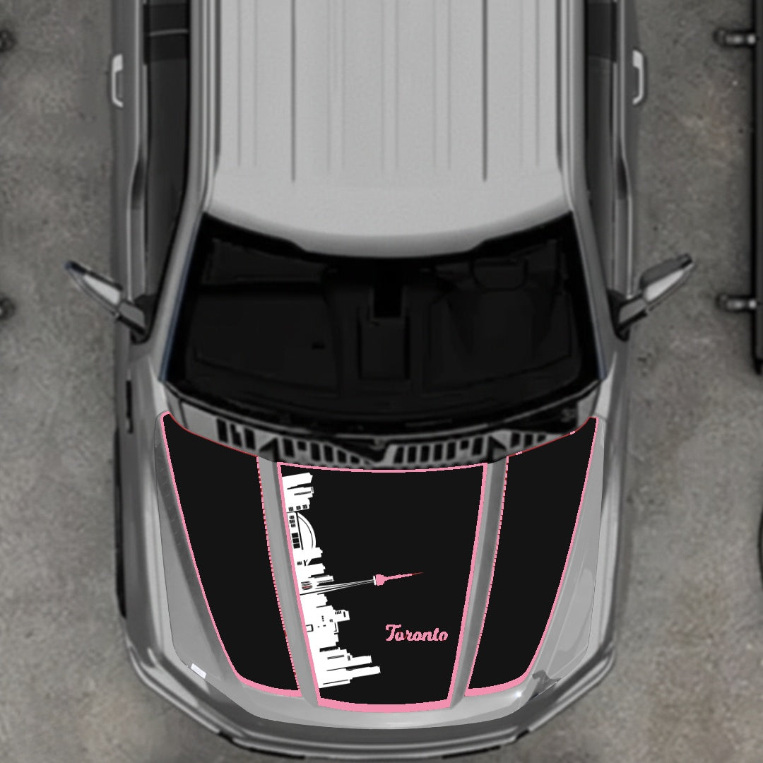 Hood Panel Decal/Sticker - Toronto Skyline - Cut - Border Graphic Kit - For Ford F-150 2020-2026 - Premium Vinyl