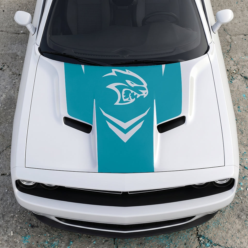 Hood Panel Decal/Sticker - Hellcat Redeye Aggressor - V-Stance Performance Graphic Kit - For Dodge Challenger 2015-2024 - Premium Vinyl