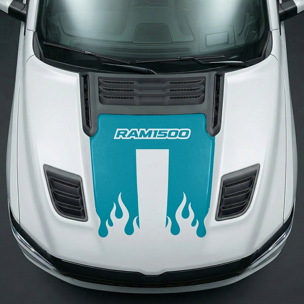Hood Panel Decal/Sticker - RAM 1500 Flaming U-Shape Graphic Kit - For Dodge Ram 2019-2025 - Premium Vinyl
