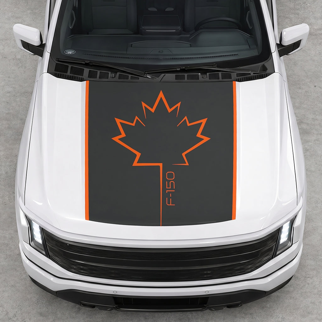 Hood Panel Decal/Sticker - Canada Leaf Graphic Decal Graphic Kit - For Ford F-150 2015-2020 - Premium Vinyl