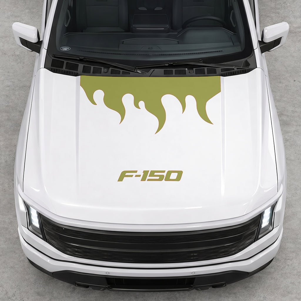 Hood Panel Decal/Sticker - Burning Flames Graphic Decal Graphic Kit - For Ford F-150 2015-2020 - Premium Vinyl