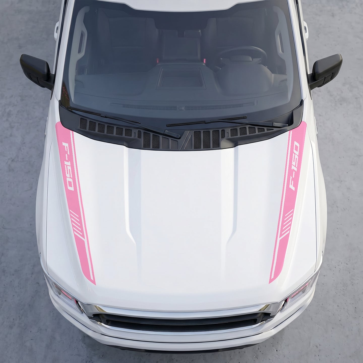 Hood Panel Decal/Sticker - Cowl Stripes with Hash Marks – Dual Side Outer Hood Vinyl Decals Graphic Kit - For Ford F-150 F150 2015-2020 - Premium Vinyl