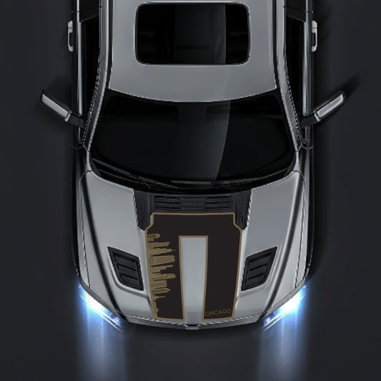 Performance Hood Panel Decal/Sticker - Chicago Skyline - Border Graphic Kit - For Dodge RAM 1500 2019-2025 - Premium Vinyl