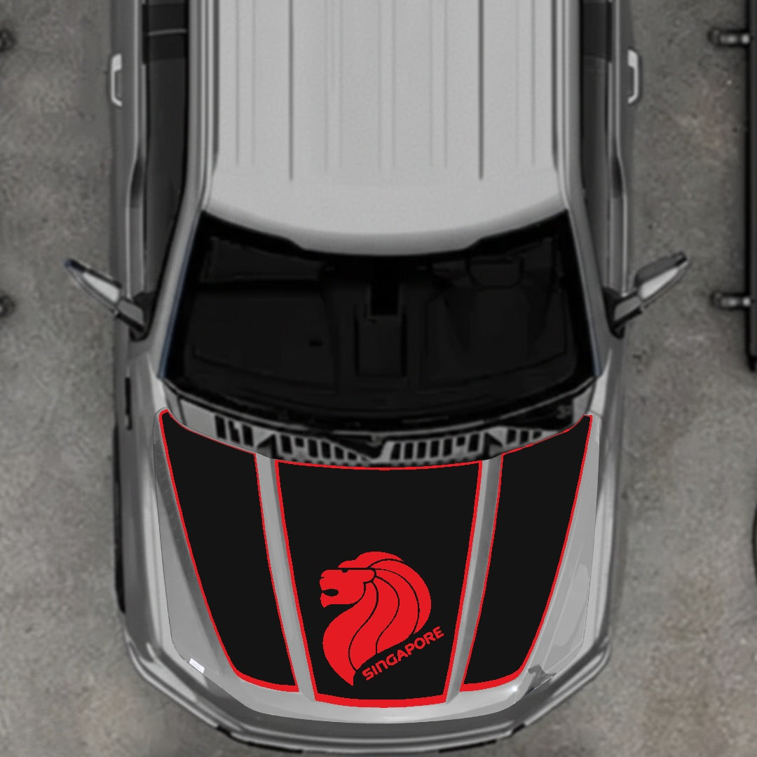 Hood Panel Decal/Sticker - Singapore - Border Graphic Kit - For Ford F-150 2020-2026 - Premium Vinyl