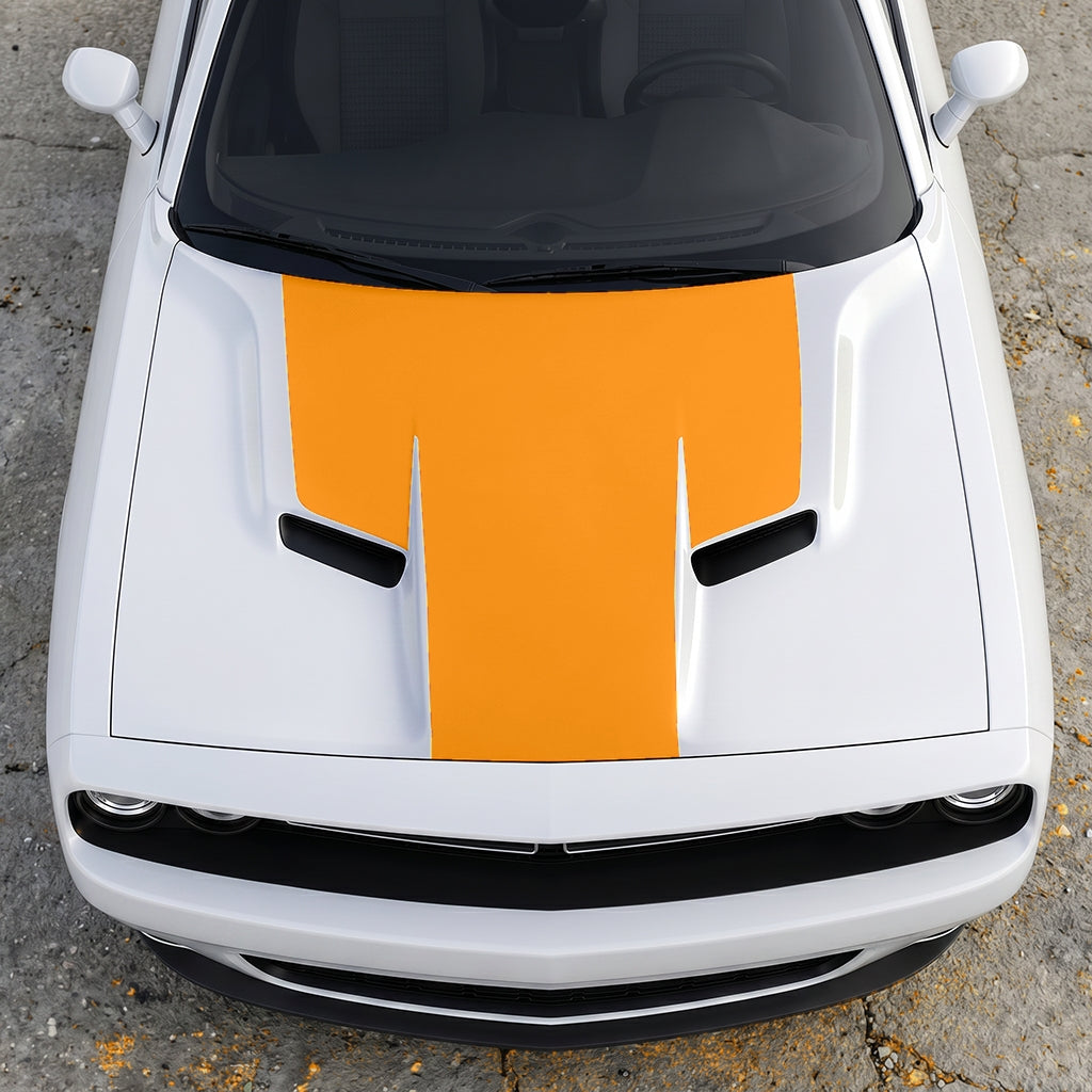 Hood Panel Decal/Sticker - The Foundation - Solid T-Shape - Matte Performance Trim Blackout Graphic Kit - For Dodge Challenger 2015-2024 - Premium Vinyl