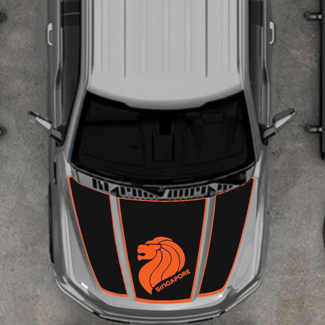 Hood Panel Decal/Sticker - Singapore - Border Graphic Kit - For Ford F-150 2020-2026 - Premium Vinyl