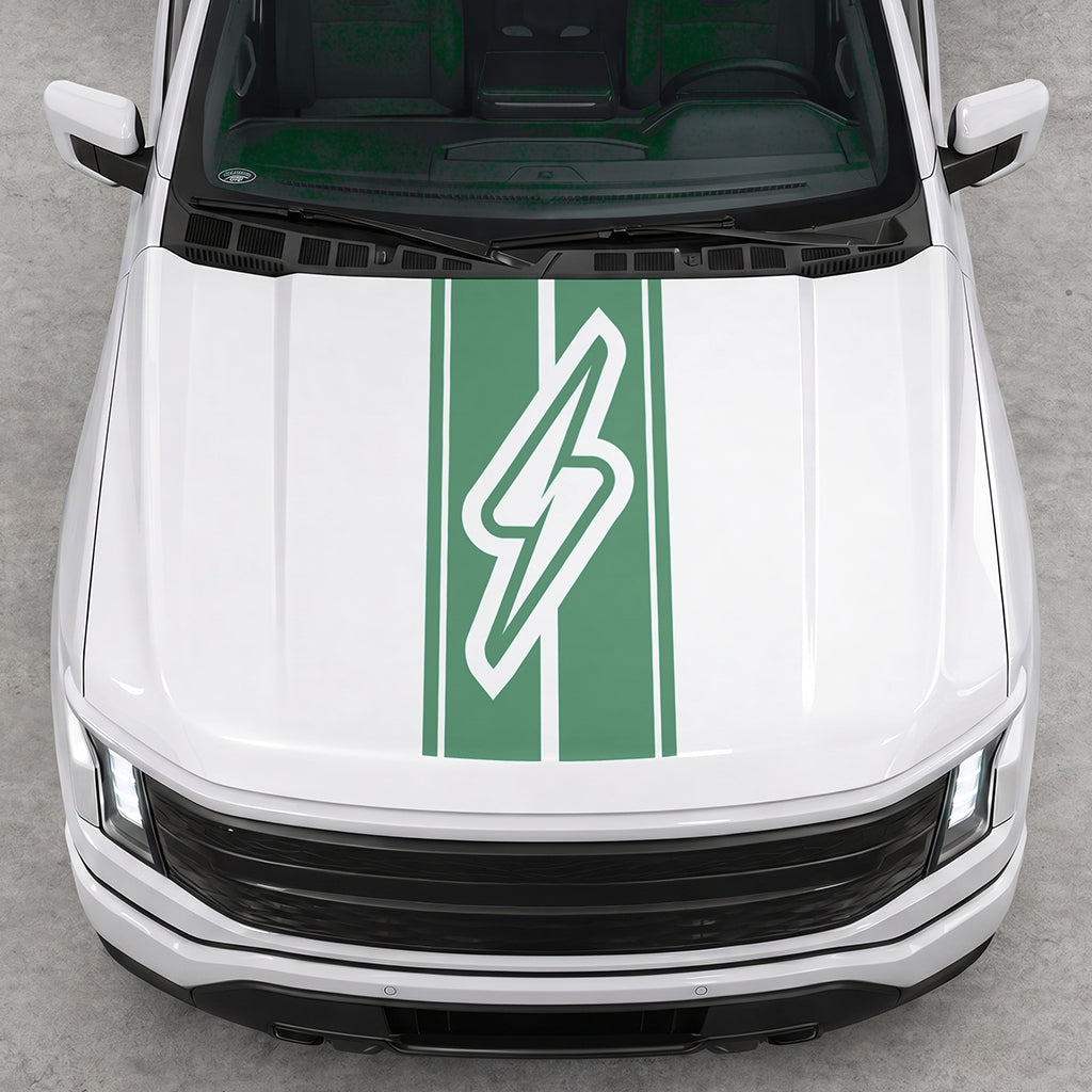 Hood Panel Decal/Sticker - Triple Stripes Electric Graphic Decal Graphic Kit - For FORD F-150 2015-2020 - Premium Vinyl