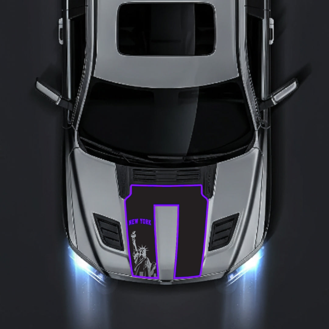 Performance Hood Panel Decal/Sticker - New York - Cut - Border Graphic Kit - For Dodge RAM 1500 2019-2025 - Premium Vinyl