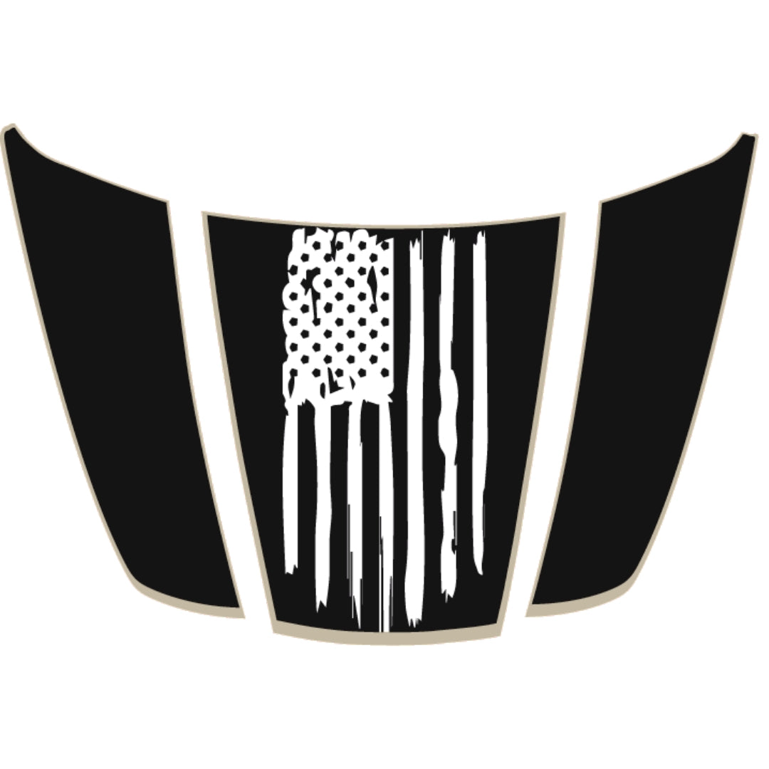 Hood Panel Decal/Sticker - USA Style 1 - Cut - Border Graphic Kit - For Ford F-150 2020-2026 - Premium Vinyl