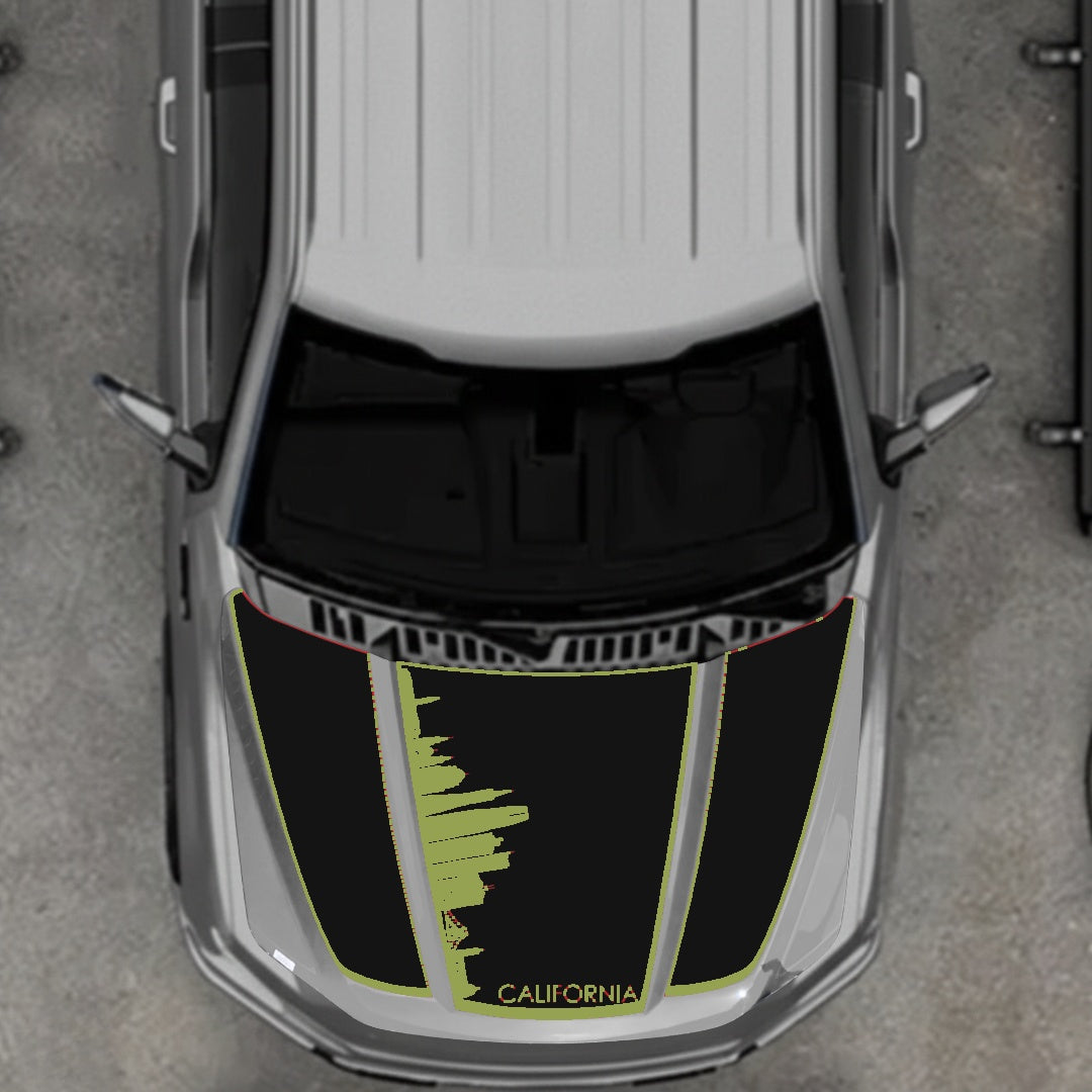 Hood Panel Decal/Sticker - California Skyline - Border Graphic Kit - For Ford F-150 2020-2026 - Premium Vinyl