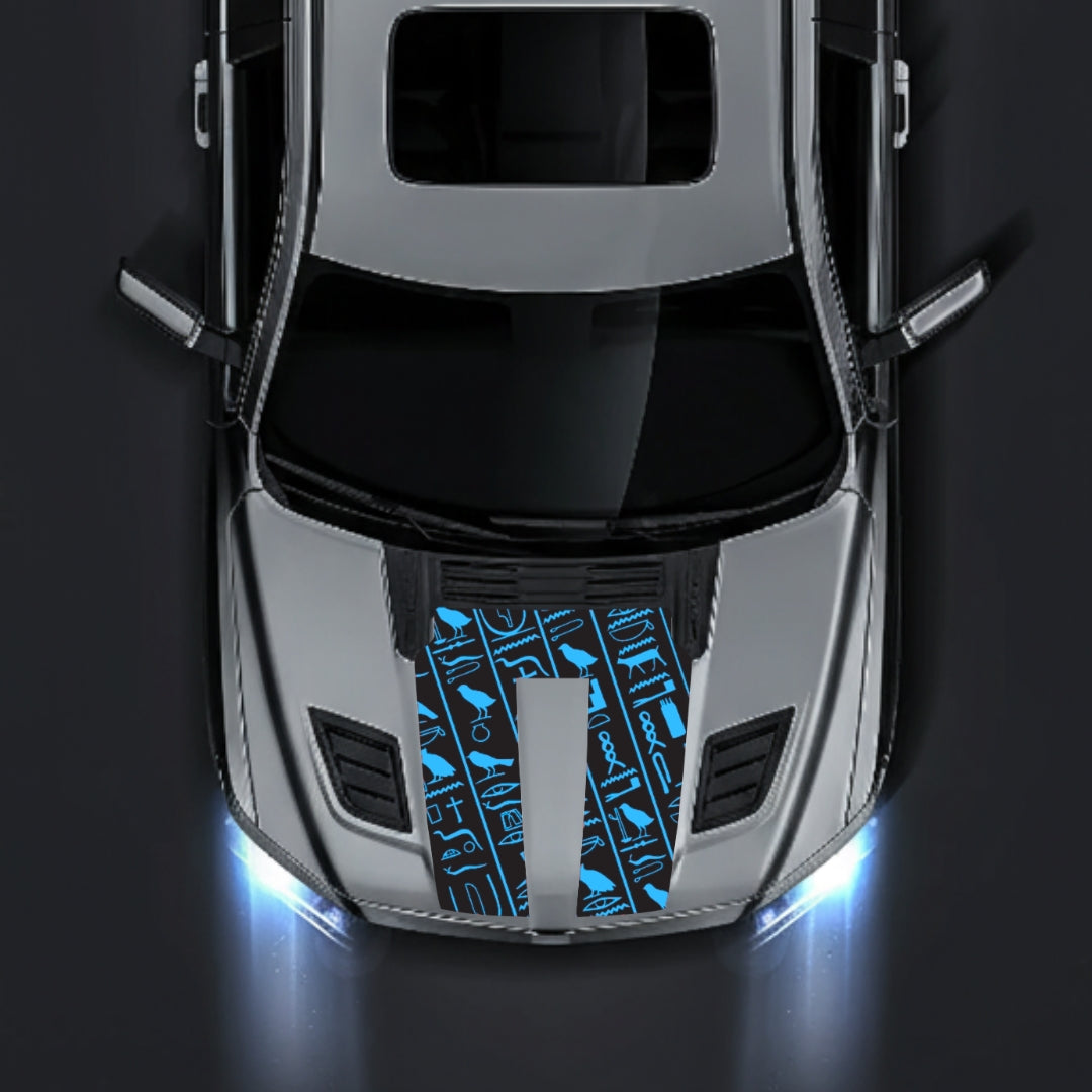 Hood Panel Decal/Sticker - Egyptian Hieroglyphs Graphic Kit - For Dodge RAM 1500 2019-2025 - Premium Vinyl