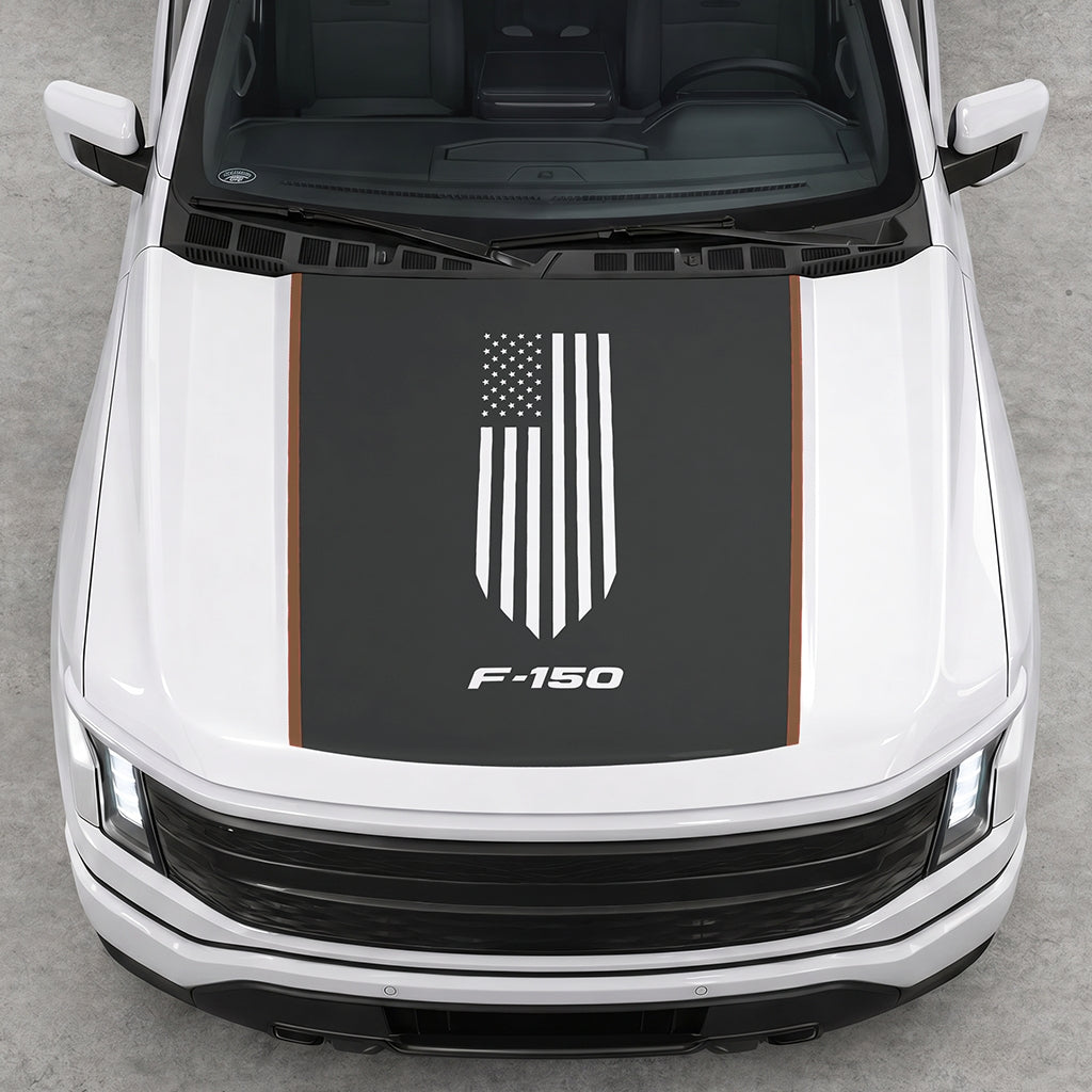 Hood Panel Decal/Sticker - America Flag Graphic Decal Graphic Kit - For Ford F-150 2015-2020 - Premium Vinyl