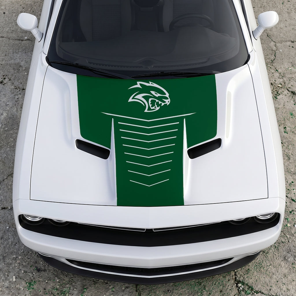 Hood Panel Decal/Sticker - Hellcat Apex Grille-Fade - Stealth Ribbed Aero Graphic Kit - For Dodge Challenger 2015-2024 - Premium Vinyl