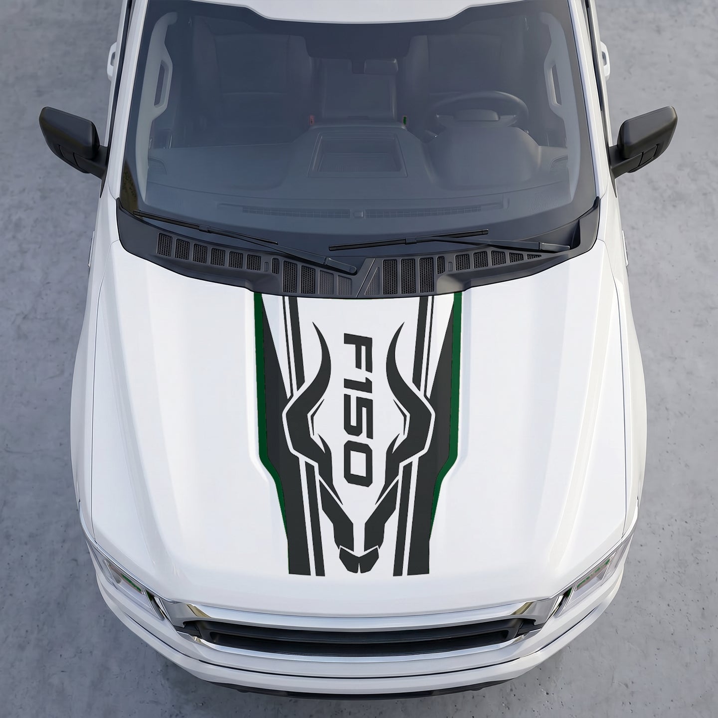 Hood Panel Decal/Sticker - Ram Horns Aggressive Hood Decal – Tribal Longhorn Graphic Vinyl Sticker Graphic Kit - For Ford F-150 F150 2015-2020 - Premium Vinyl
