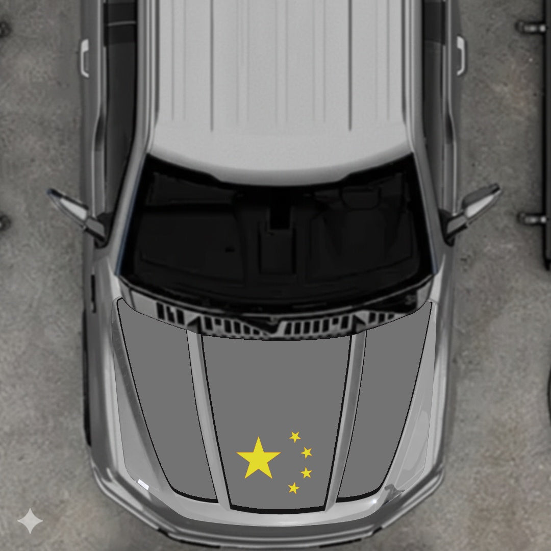 Hood Panel Decal/Sticker - China Flag - Border Graphic Kit - For Ford F-150 2020-2026 - Premium Vinyl
