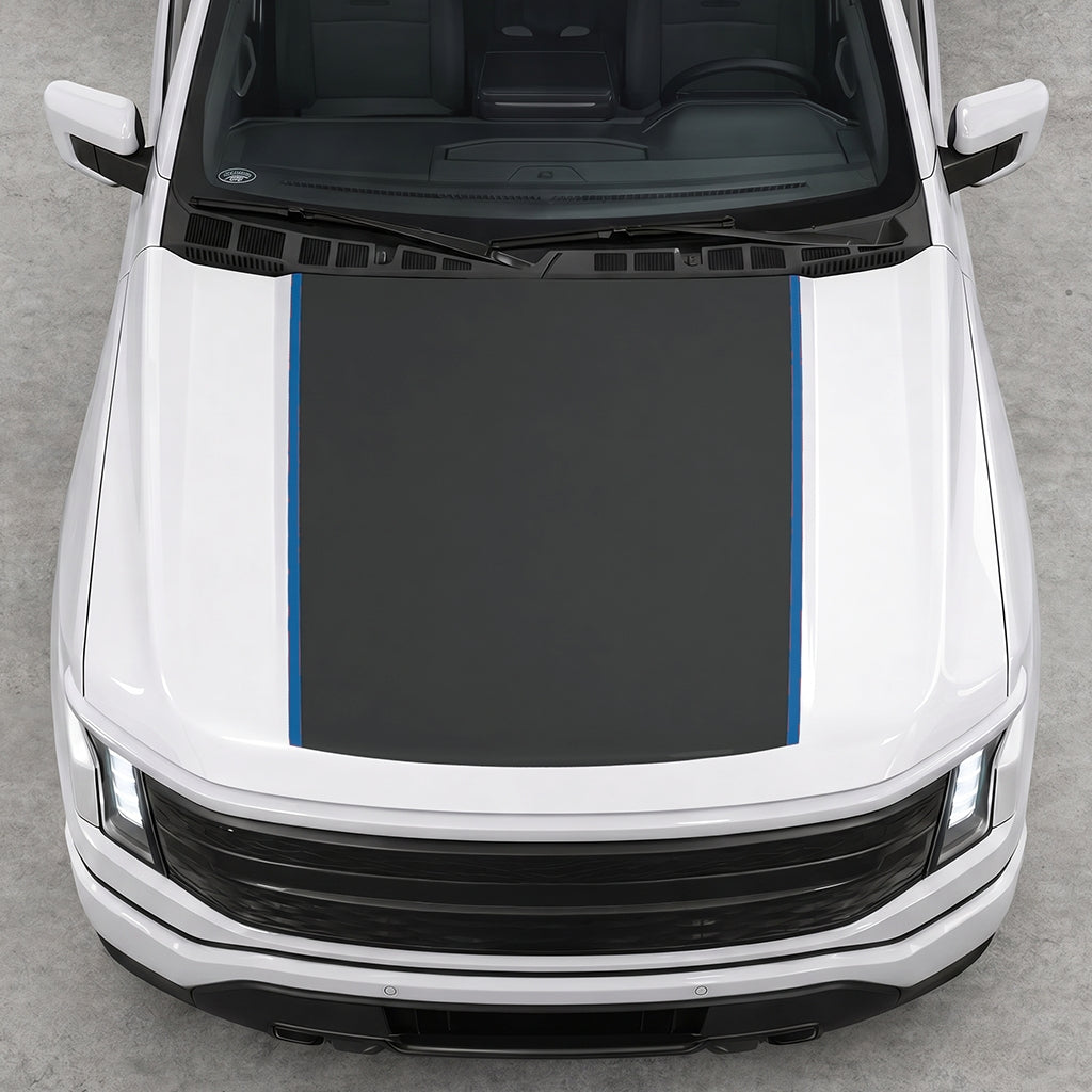 Hood Panel Decal/Sticker - Solid with Border Graphic Decal Graphic Kit - For Ford F-150 2015-2020 - Premium Vinyl