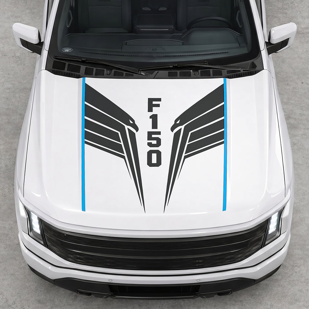 Hood Panel Decal/Sticker - Twin Eagle Wings Graphic Decal Graphic Kit - For Ford F-150 2015-2020 - Premium Vinyl