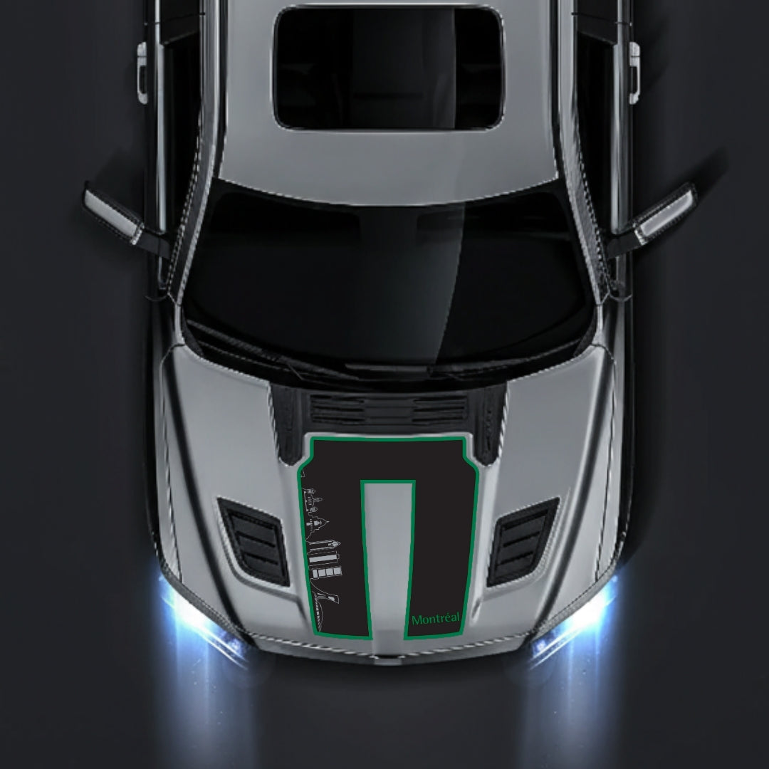Performance Hood Panel Decal/Sticker - Montreal Skyline - Cut - Border Graphic Kit - For Dodge RAM 1500 2019-2025 - Premium Vinyl
