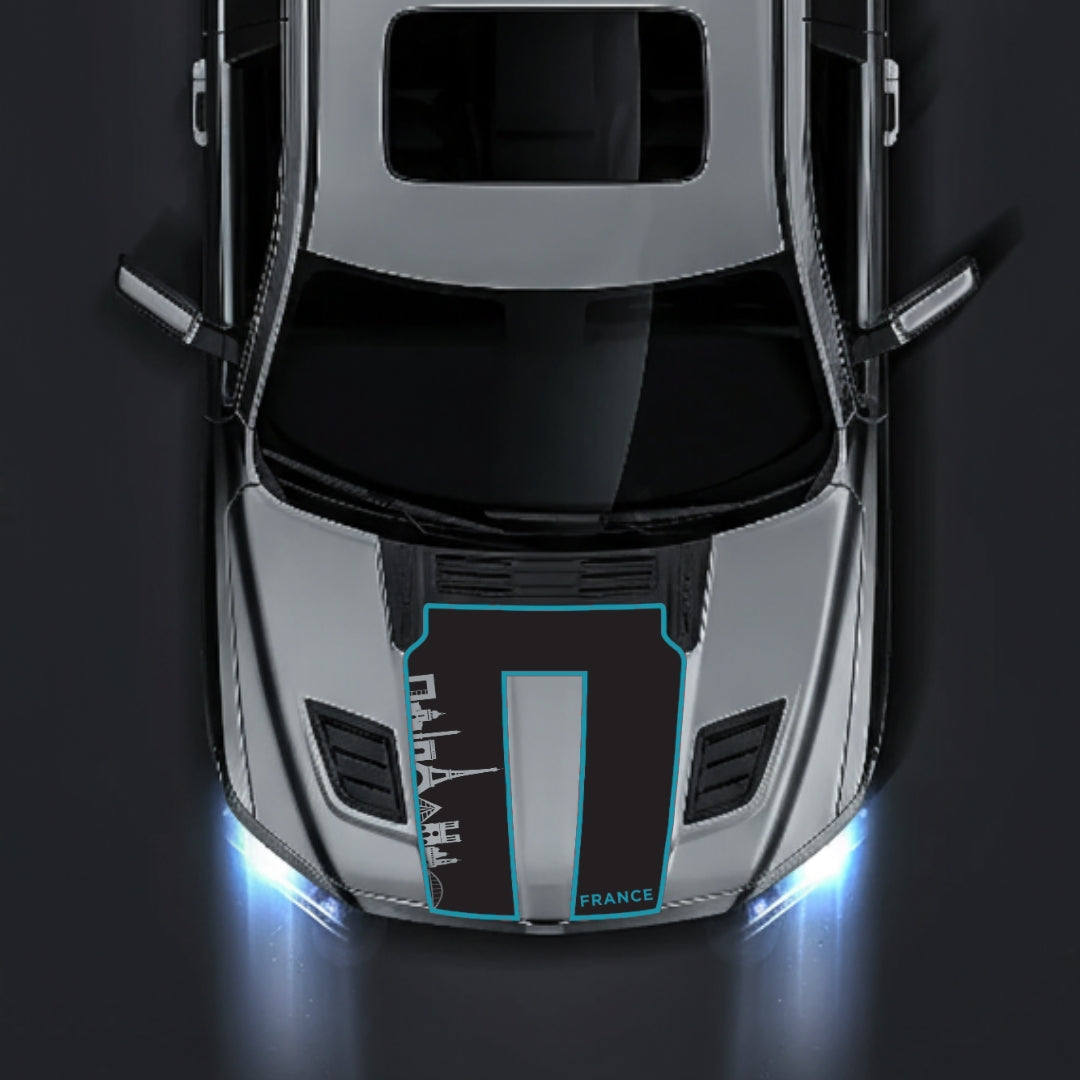 Hood Panel Decal/Sticker - France Skyline - Cut - Border Graphic Kit - For Dodge RAM 1500 2019-2025 - Premium Vinyl