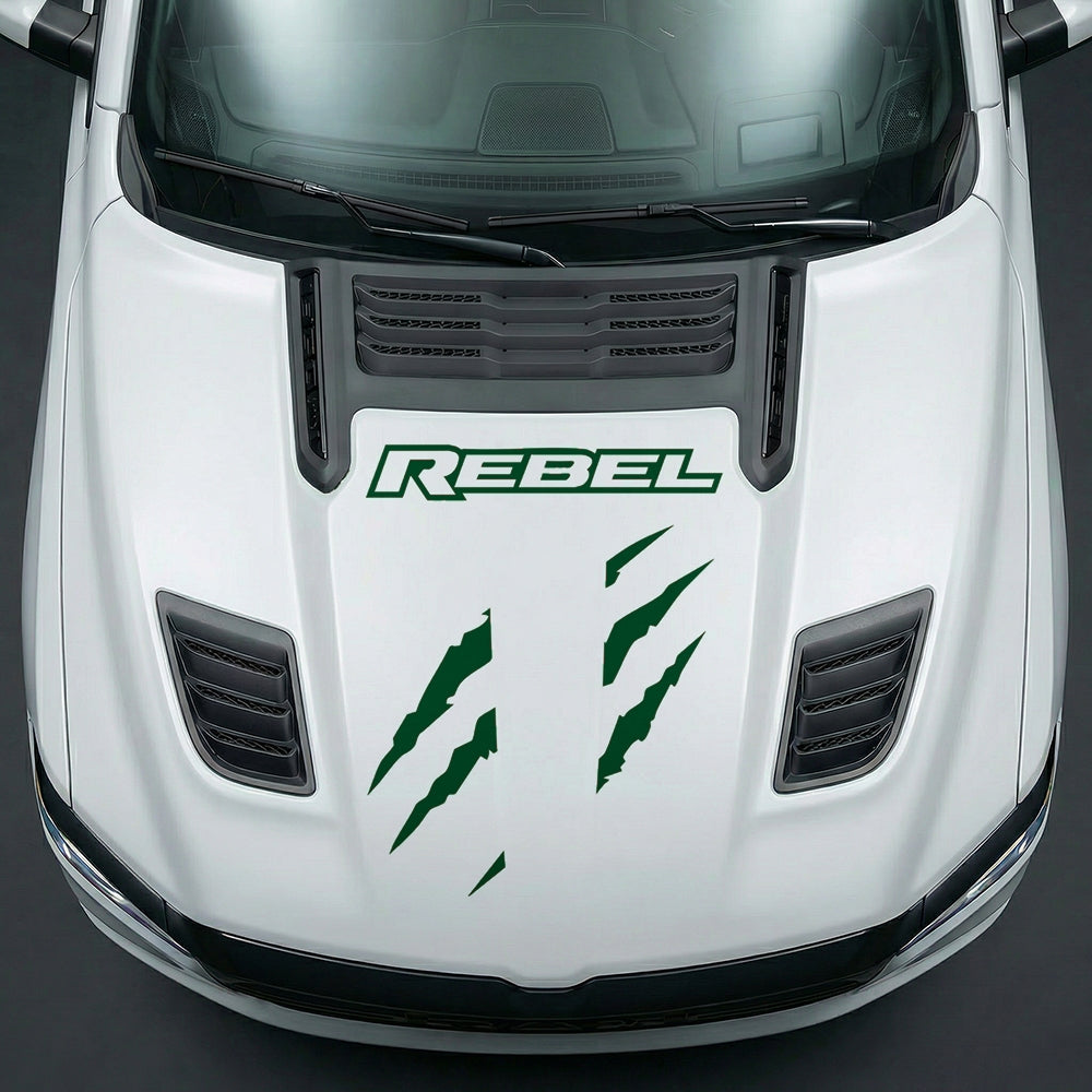 Hood Panel Decal/Sticker - Fierce REBEL Monster Slash - Cut Graphic Kit - For Dodge Ram 2019-2025 - Premium Vinyl