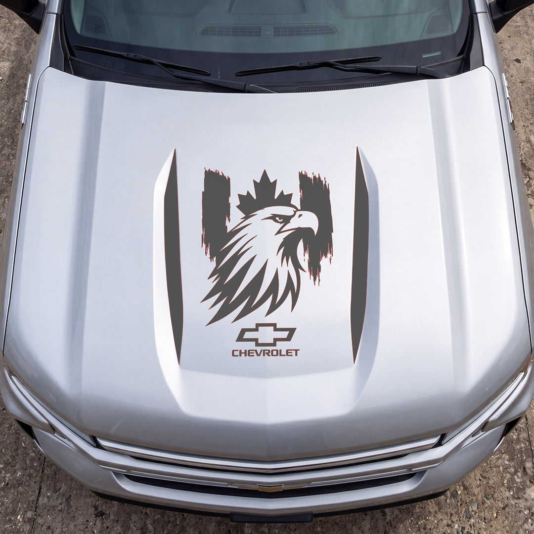 Hood Panel Decal/Sticker - Proud Canadaian Eagle Head Graphic Decal Graphic Kit - For Chevrolet Silverado 2019-2024 - Premium Vinyl