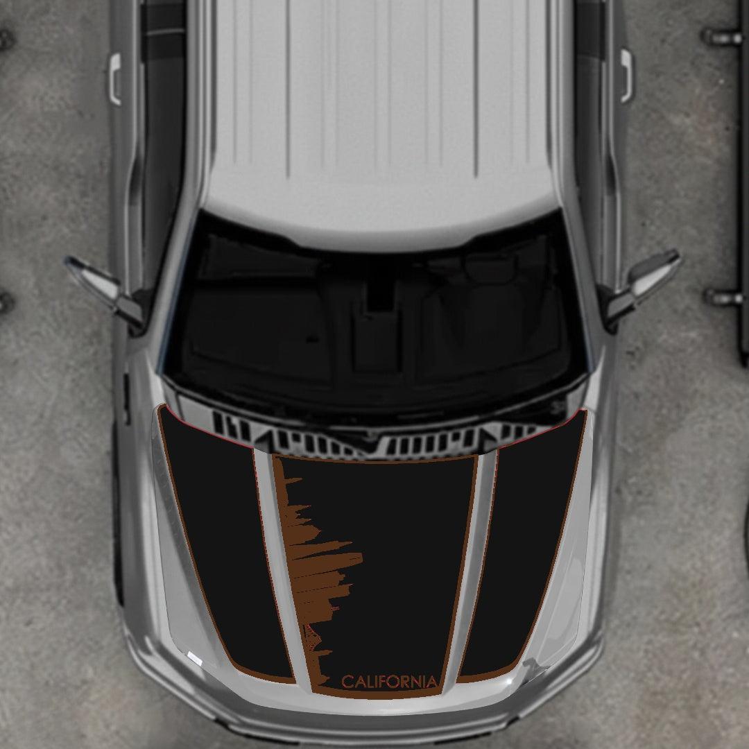 Hood Panel Decal/Sticker - California Skyline - Border Graphic Kit - For Ford F-150 2020-2026 - Premium Vinyl