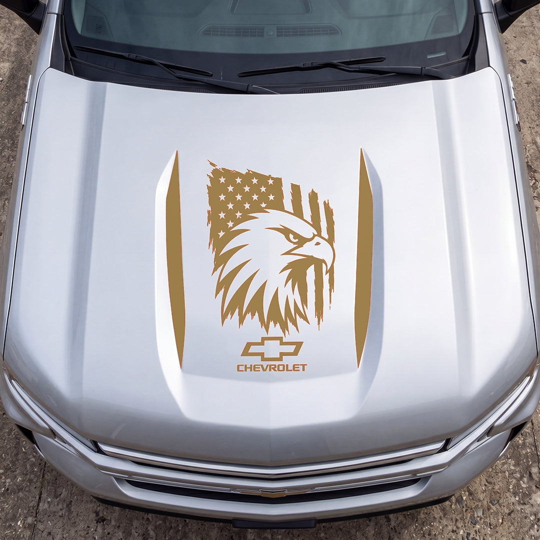 Hood Panel Decal/Sticker - American Eagle Head Graphic Decal Graphic Kit - For Chevrolet Silverado 2019-2024 - Premium Vinyl