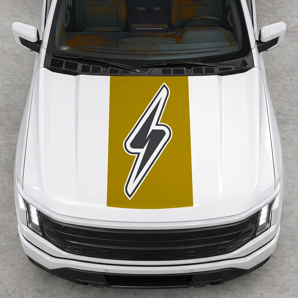 Hood Panel Decal/Sticker - Electric Solid Cut Graphic Decal Graphic Kit - For FORD F-150 2015-2020 - Premium Vinyl