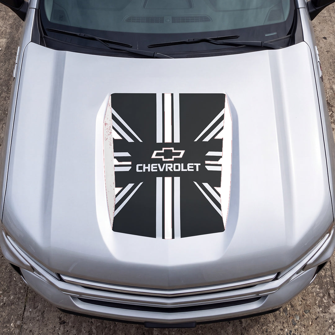 Hood Panel Decal/Sticker - United Kingdom Flag Graphic Decal Graphic Kit - For Chevrolet Silverado 2019-2024 - Premium Vinyl