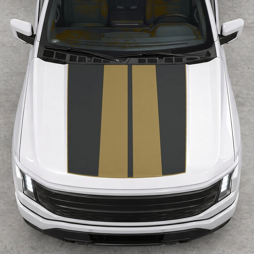 Hood Panel Decal/Sticker - Double Stripes Graphic Decal Graphic Kit - For FORD F-150 2015-2020 - Premium Vinyl