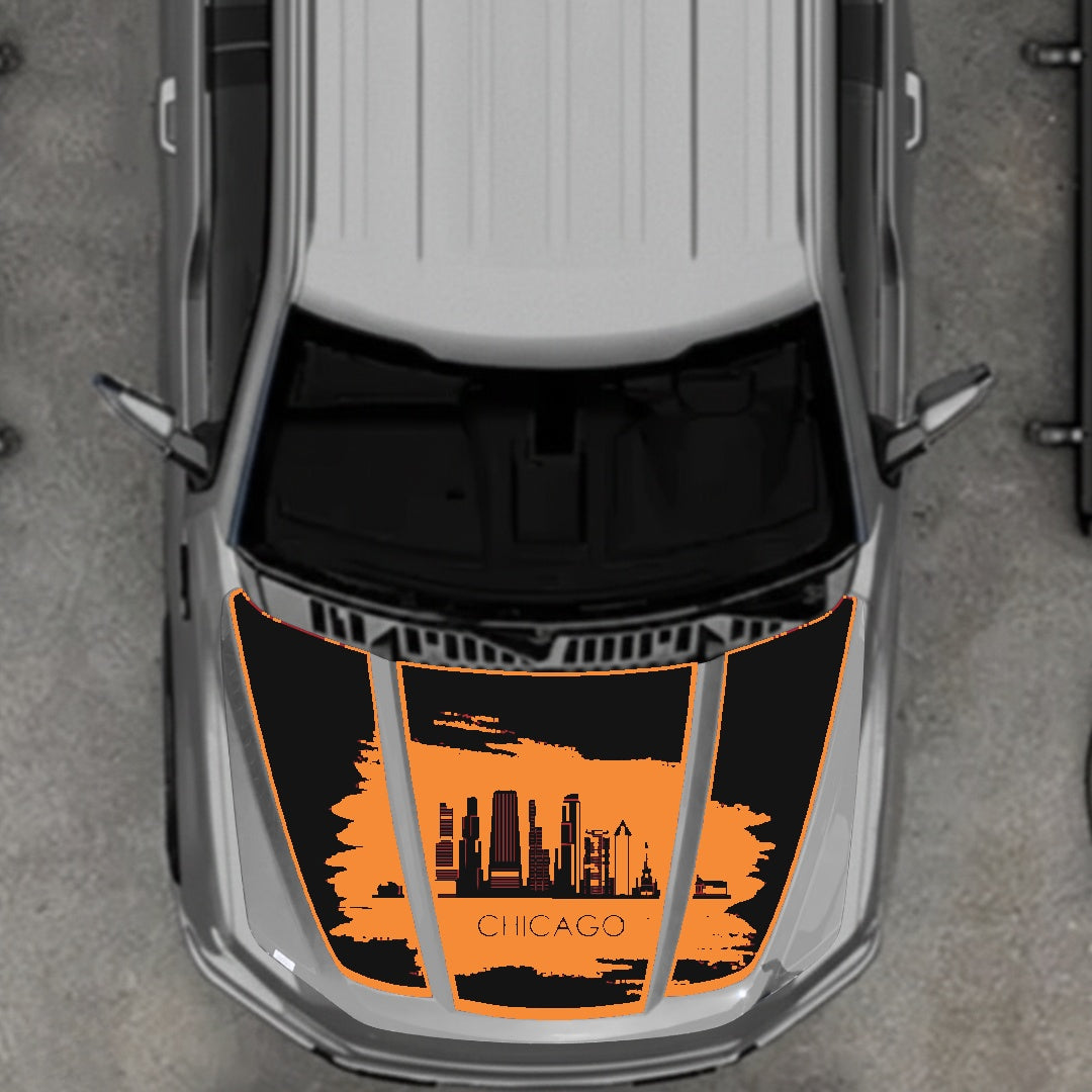 Hood Panel Decal/Sticker - Chicago - Border Graphic Kit - For Ford F-150 2020-2026 - Premium Vinyl