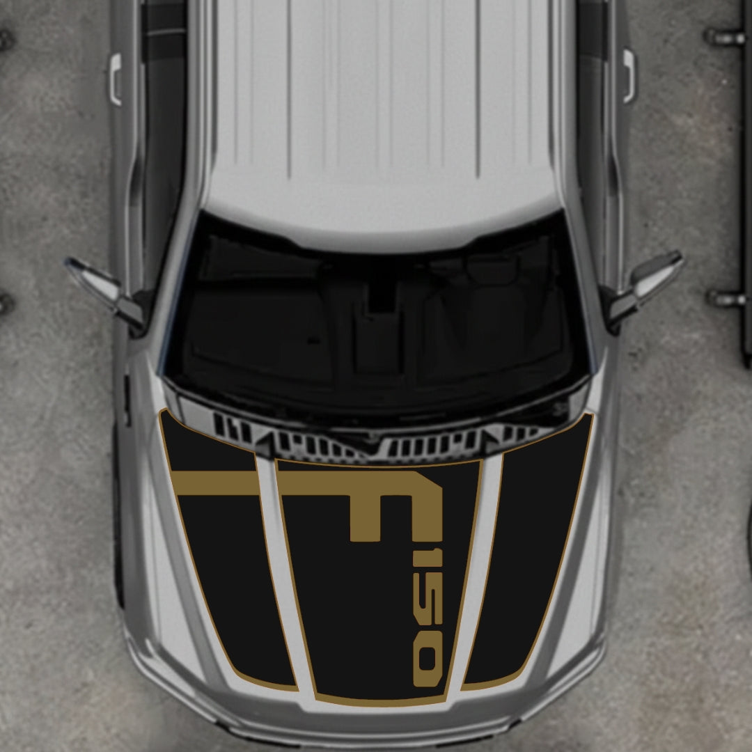 Hood Panel Decal/Sticker - Style 3 - Border Graphic Kit - For Ford F-150 2020-2026 - Premium Vinyl