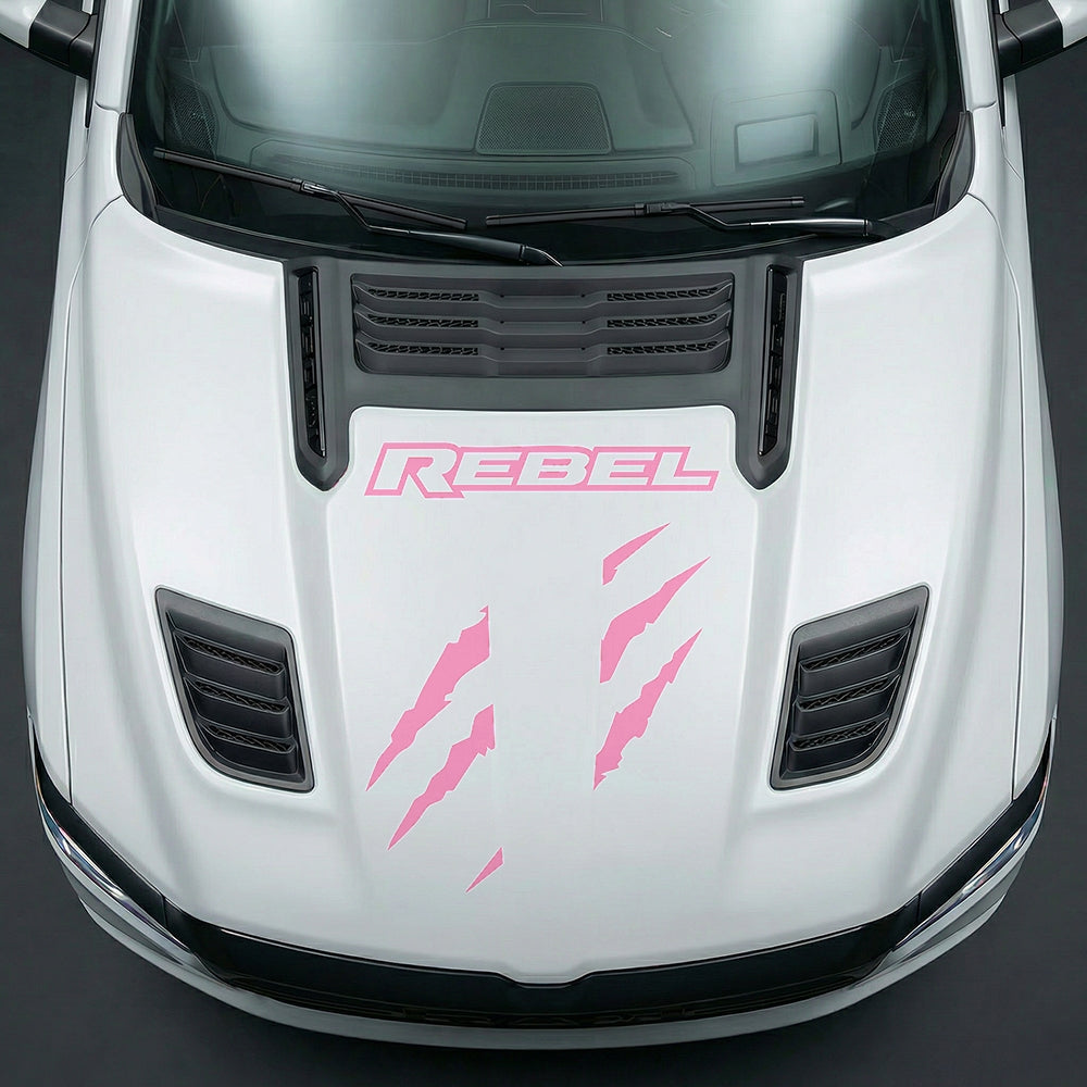 Hood Panel Decal/Sticker - Fierce REBEL Monster Slash - Cut Graphic Kit - For Dodge Ram 2019-2025 - Premium Vinyl