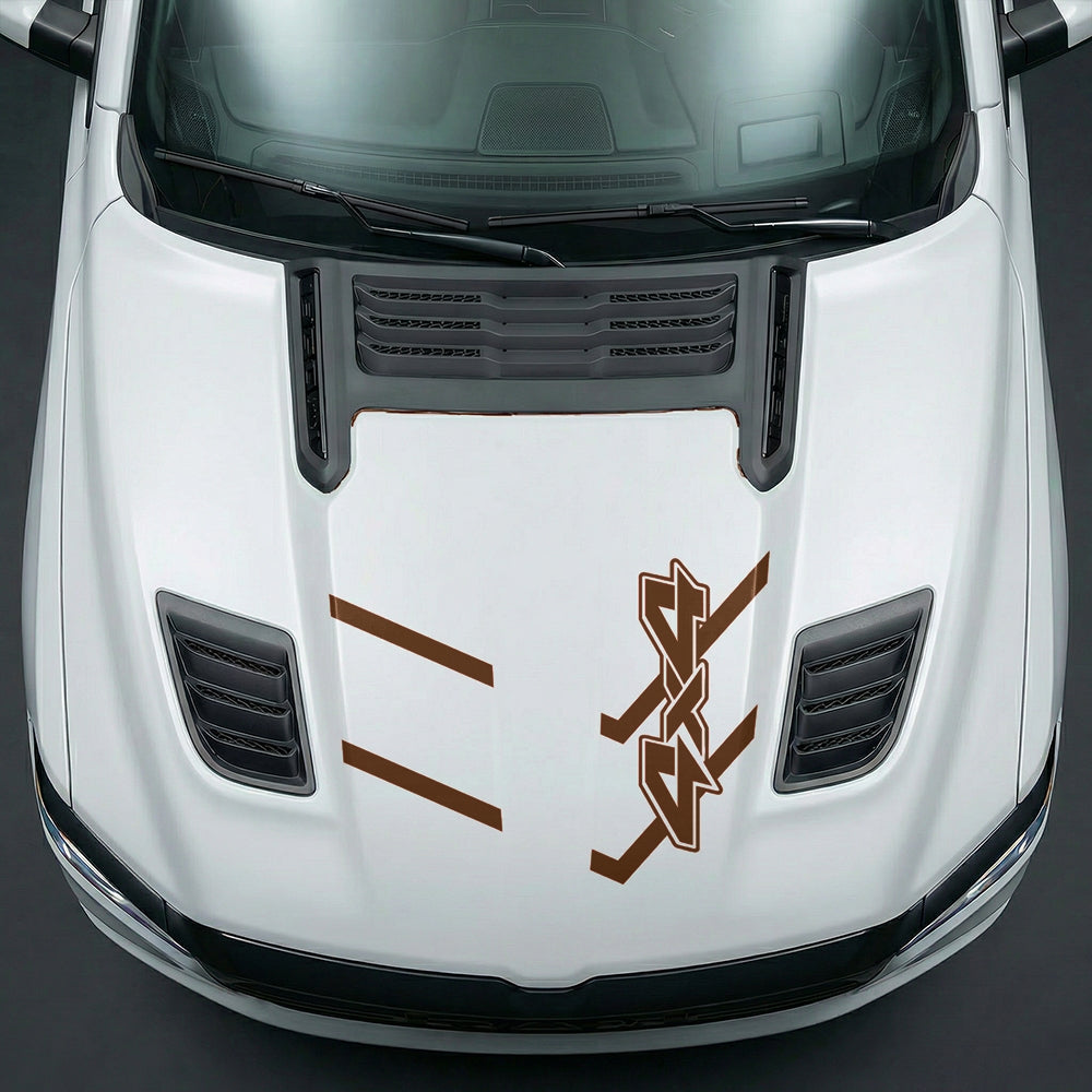 Hood Panel Decal/Sticker - Bold 4x4 Geometric Chevron - Cut Graphic Kit - For Dodge Ram 2019-2025 - Premium Vinyl
