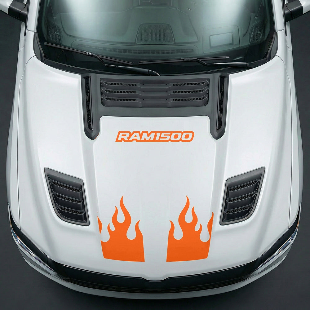 Hood Panel Decal/Sticker - RAM 1500 Flaming U-Shape - Cut Graphic Kit - For Dodge Ram 2019-2025 - Premium Vinyl