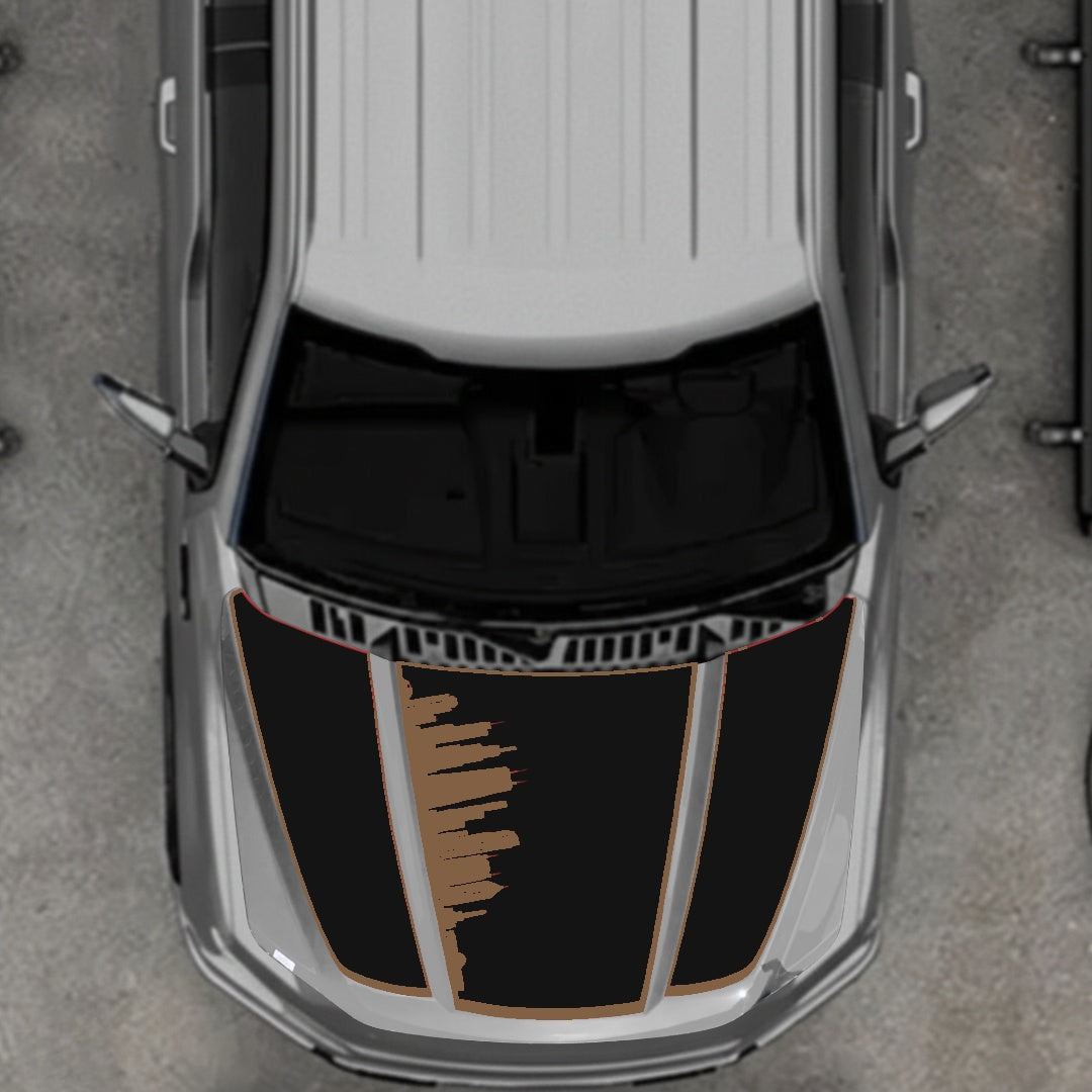 Hood Panel Decal/Sticker - Dubai - Border Graphic Kit - For Ford F-150 2020-2026 - Premium Vinyl