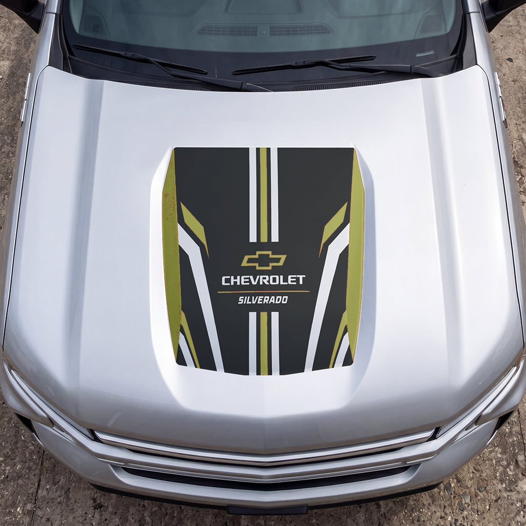 Hood Panel Decal/Sticker - Speed Graphic Decal Graphic Kit - For Chevrolet Silverado 2019-2024 - Premium Vinyl