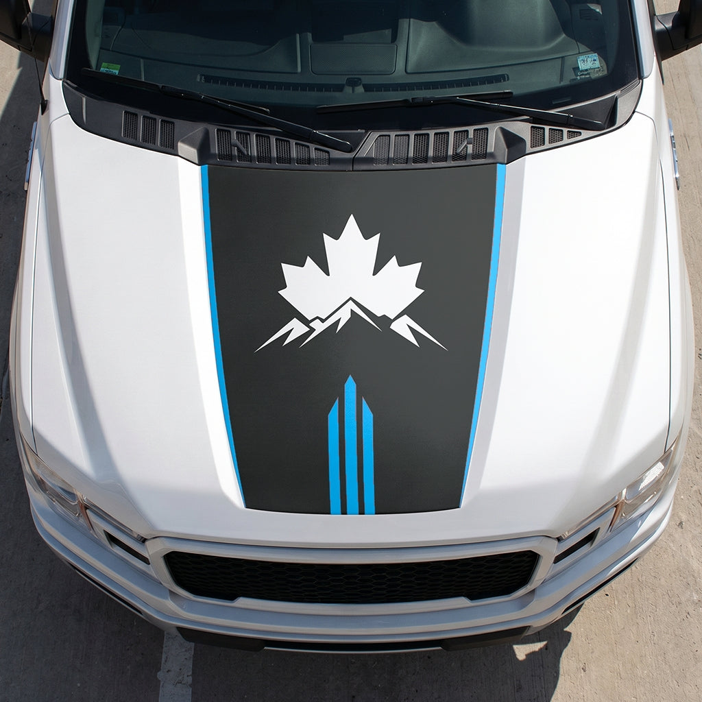 Hood Panel Decal/Sticker - Maple and Mountain Graphic Decal Graphic Kit - For Ford F-150 2015-2020 - Premium Vinyl
