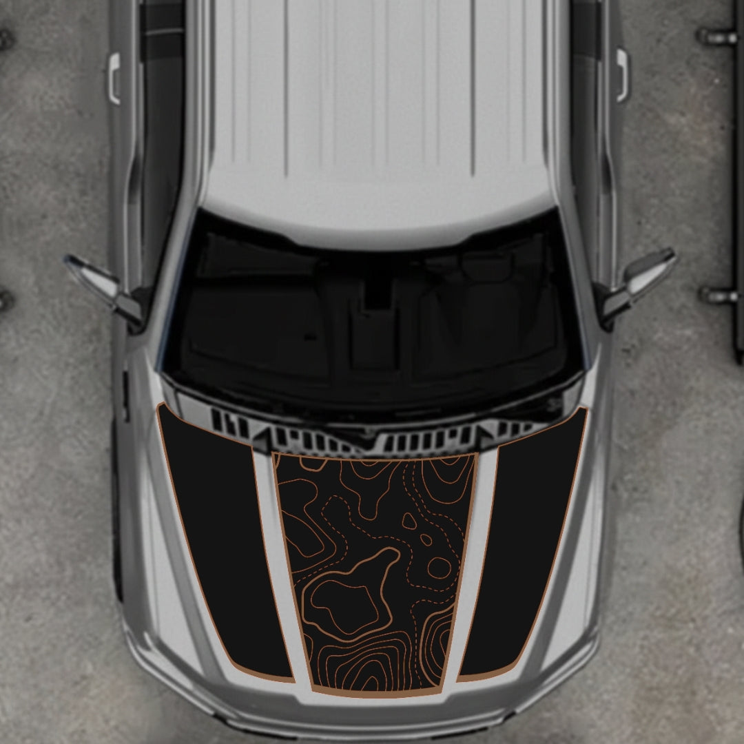 Hood Panel Decal/Sticker - Style 1 - Border Graphic Kit - For Ford F-150 2020-2026 - Premium Vinyl