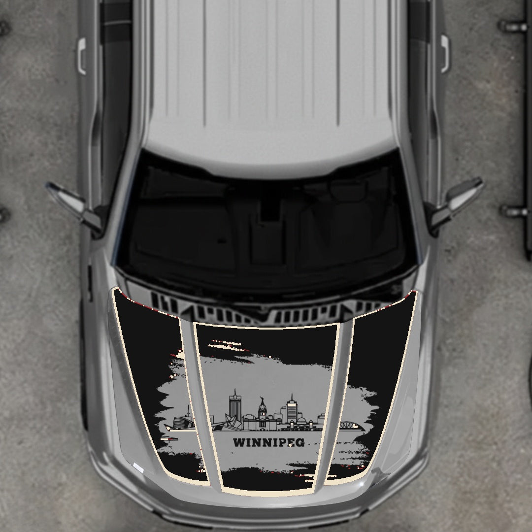 Hood Panel Decal/Sticker - Winnipeg - Cut - Border Graphic Kit - For Ford F-150 2020-2026 - Premium Vinyl