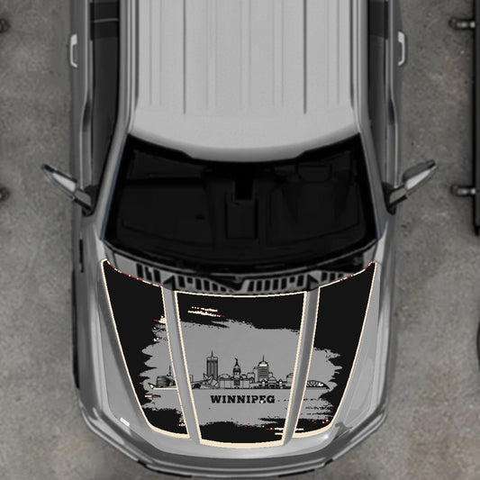Hood Panel Decal/Sticker - Winnipeg - Cut - Border Graphic Kit - For Ford F-150 2020-2026 - Premium Vinyl