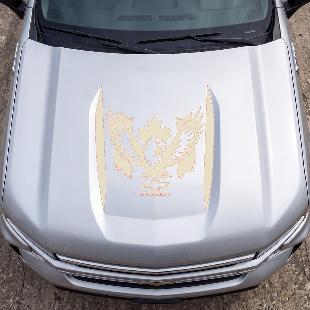Hood Panel Decal/Sticker - Canadaian Phoenix Graphic Decal Graphic Kit - For Chevrolet Silverado 2019-2024 - Premium Vinyl