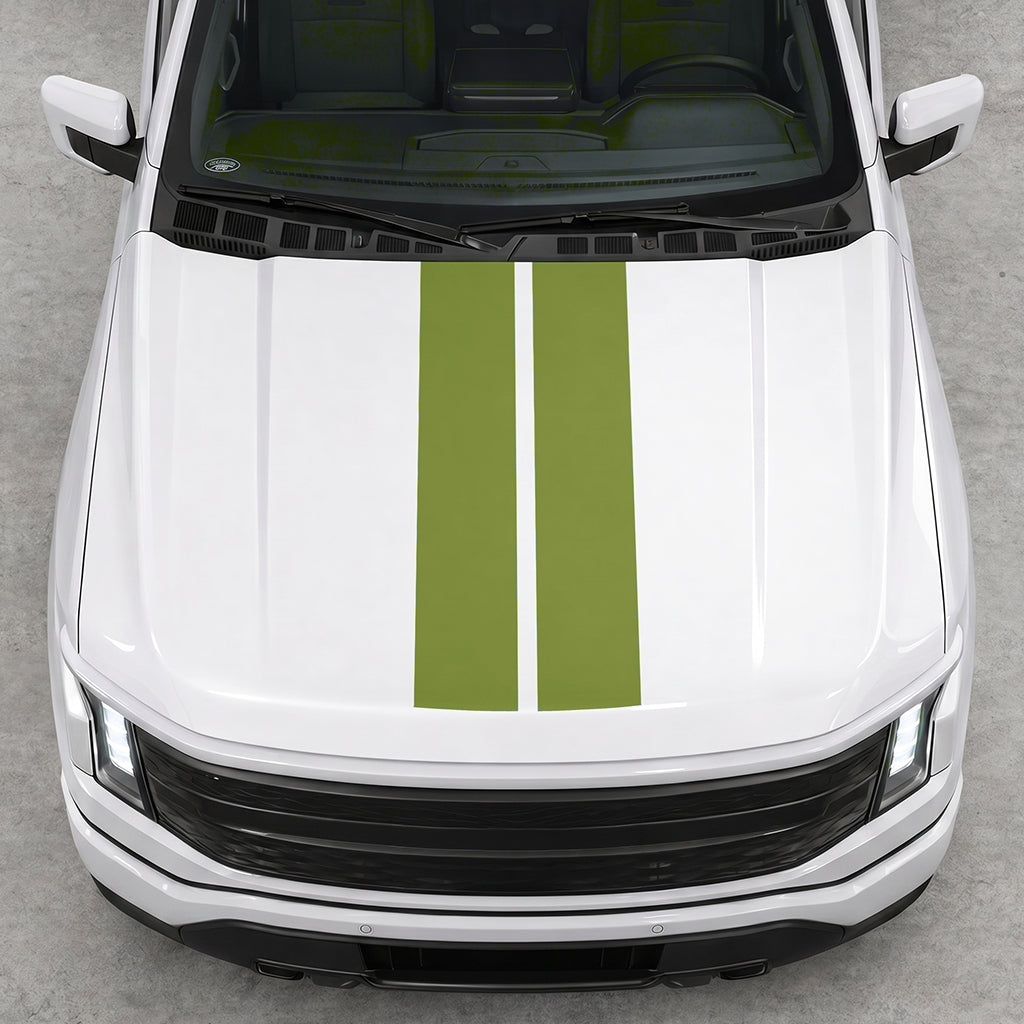 Hood Panel Decal/Sticker - Cut Double Stripes Graphic Decal Graphic Kit - For FORD F-150 2015-2020 - Premium Vinyl