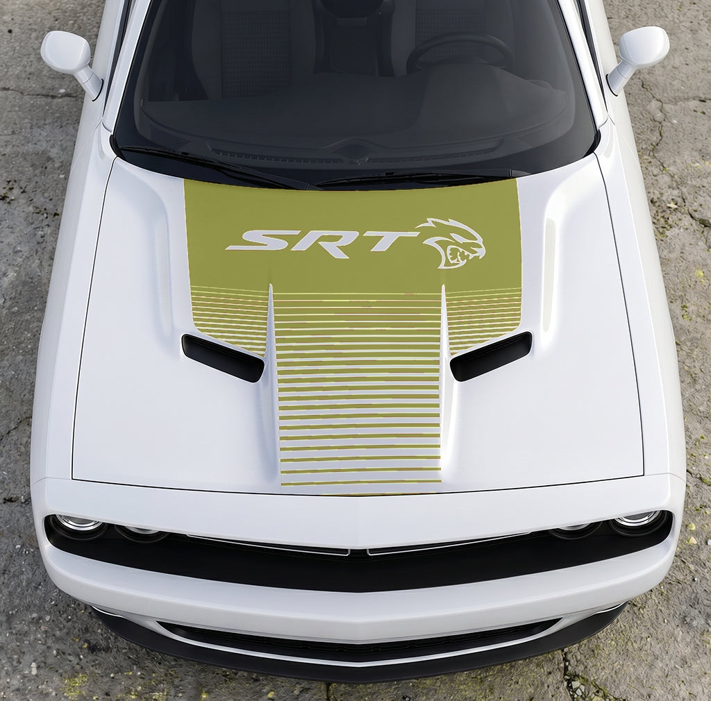 Hood Panel Decal/Sticker - Dodge Challenger SRT Hellcat Edition - Speed Fade Gradient Graphic Kit - For Dodge Challenger 2015-2024 - Premium Vinyl